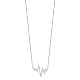 Sterling Silver Rhodium-plated CZ Heartbeat Necklace